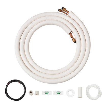 VEVOR 25 ft. Mini Split Line Set 1/4 in. and 3/8 in. O.D Copper Pipes Tubing and Triple-Layer Insulation for Air Conditioning