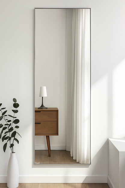 Dovelina 35 in W x 79 in H Rectangle Framed Black Tempered Glass Full Length Mirror