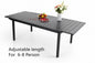 PHI VILLA Black Rectangle Metal Patio Outdoor Dining Table with Extension