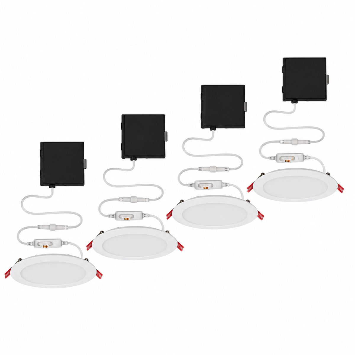 Commercial Electric 4 Pack 6 in Premium Series Ultraslim Integrated LED Adjustable CCT 2 Level Lumen Select Canless Recessed Light White 92333