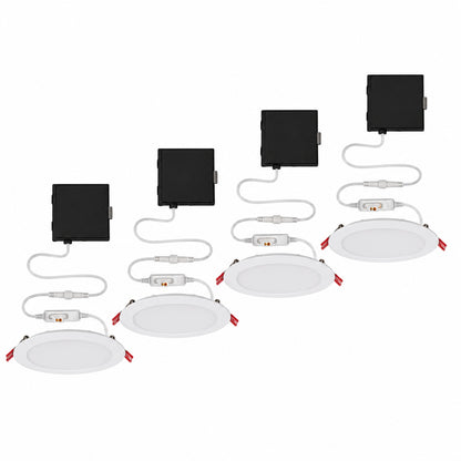 Commercial Electric 4 Pack 6 in Premium Series Ultraslim Integrated LED Adjustable CCT 2 Level Lumen Select Canless Recessed Light White 92333