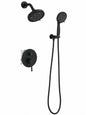 HOMEMYSTIQUE Single Handle 5 Spray Round Shower Faucet 2 5 Gpm with Detachable Handheld Shower in Matte Black Valve Include