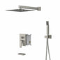 LORDEAR Single Handle 3 Spray Tub and Shower Faucet 1 8 GPM in Brushed Nickel 12 in Rain Shower Head and Valve Included