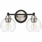 Merra 14 6 in 2 Light Matte Black Vanity Light with Clear Glass Shade E26 Sockets for Bathroom Bedroom Hallway Living Room