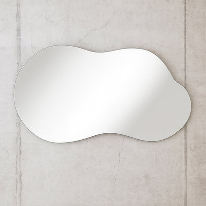 Hochwertiges 36 in W x 20 in H Irregular Silver Aluminum Alloy Framed Wall Mirror Asymmetrical Wall Mirror