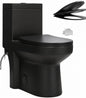 Hanikes 1 Piece 1 1 1 6 GPF Dual Flush Compact Round Toilet in Black Soft Close Seat Included