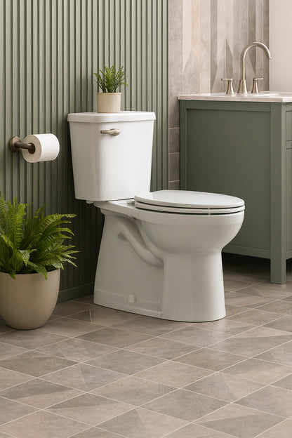 American Standard Aspirations 12 in. Rough In 2-Piece 1.28 GPF Single Flush Elongated Toilet with Slow Close Seat in White