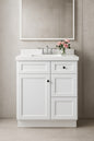 Hausvita 30 in W x 21 in D x 34 5 in H in Shaker White Plywood Ready to Assemble Floor Vanity Sink Base Kitchen Cabinet