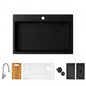 Glacier Bay 33 in Drop In Single Bowl 18 Gauge Black Stainless Steel Workstation Kitchen Sink with Waterfall and Spring Neck Faucet