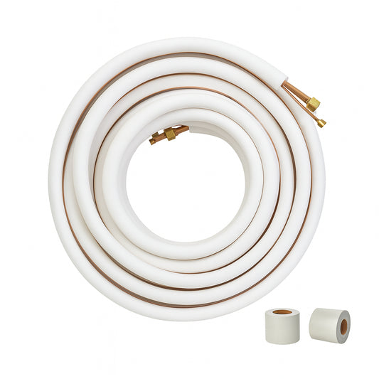 VEVOR 50 ft. Mini Split Line Set 1/4 in. and 1/2 in. O.D Copper Pipes Tubing and Triple-Layer Insulation for Air Conditioning