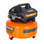RIDGID 6 Gal 150 PSI Portable Electric Oil Free Jobsite Pancake Air Compressor with Dual Pressure Gauges and 2 Quick Couplers