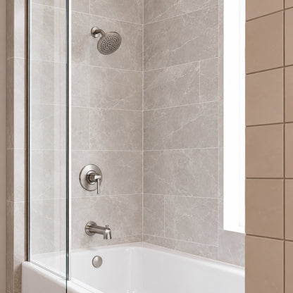 Pfister Briscoe Single Handle 1 Spray Tub and Shower Faucet 1 75 GPM in Spot Defense Stainless Steel Valve Included 8P8 WS2 BCOSGS
