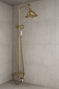 3-Spray Wall Bar Shower Kit Round Rain Shower Head with Tub Spout Hand Shower Brass Pipe 2 Cross Knobs in Antique