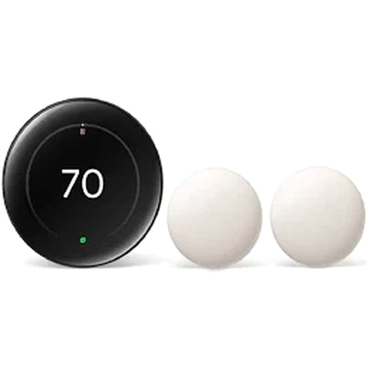 Google Nest Learning Thermostat 4th Gen with Nest Temperature Sensor 2nd Gen 2 Pack Polished Obsidian