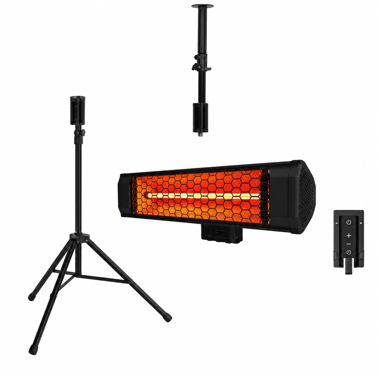 HEAT STORM Tradesman 1500 Watt Electric Indoor Outdoor Quartz Infrared Portable Space Heater w Tripod Wall and Ceiling Mount Black