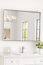 KeonJinn 40 in. W x 30 in. H Framed Brushed Silver Mirrors for Bathroom Wall Square Corner Bathroom Vanity Mirror Over Sink