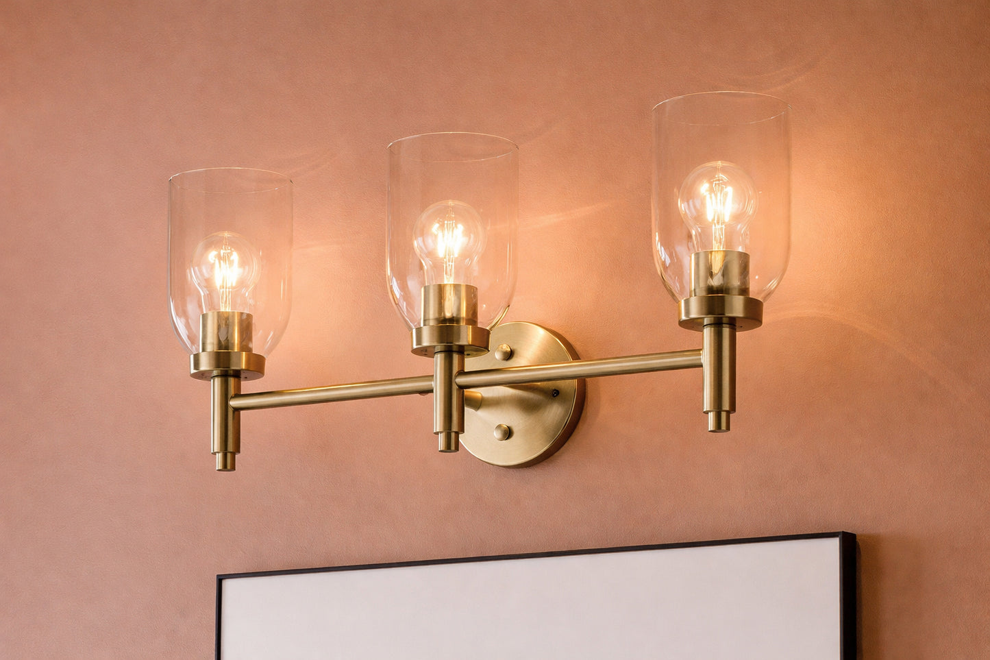 KICHLER Madden 24 in 3 Light Champagne Bronze Modern Bathroom Vanity Light with Clear Glass