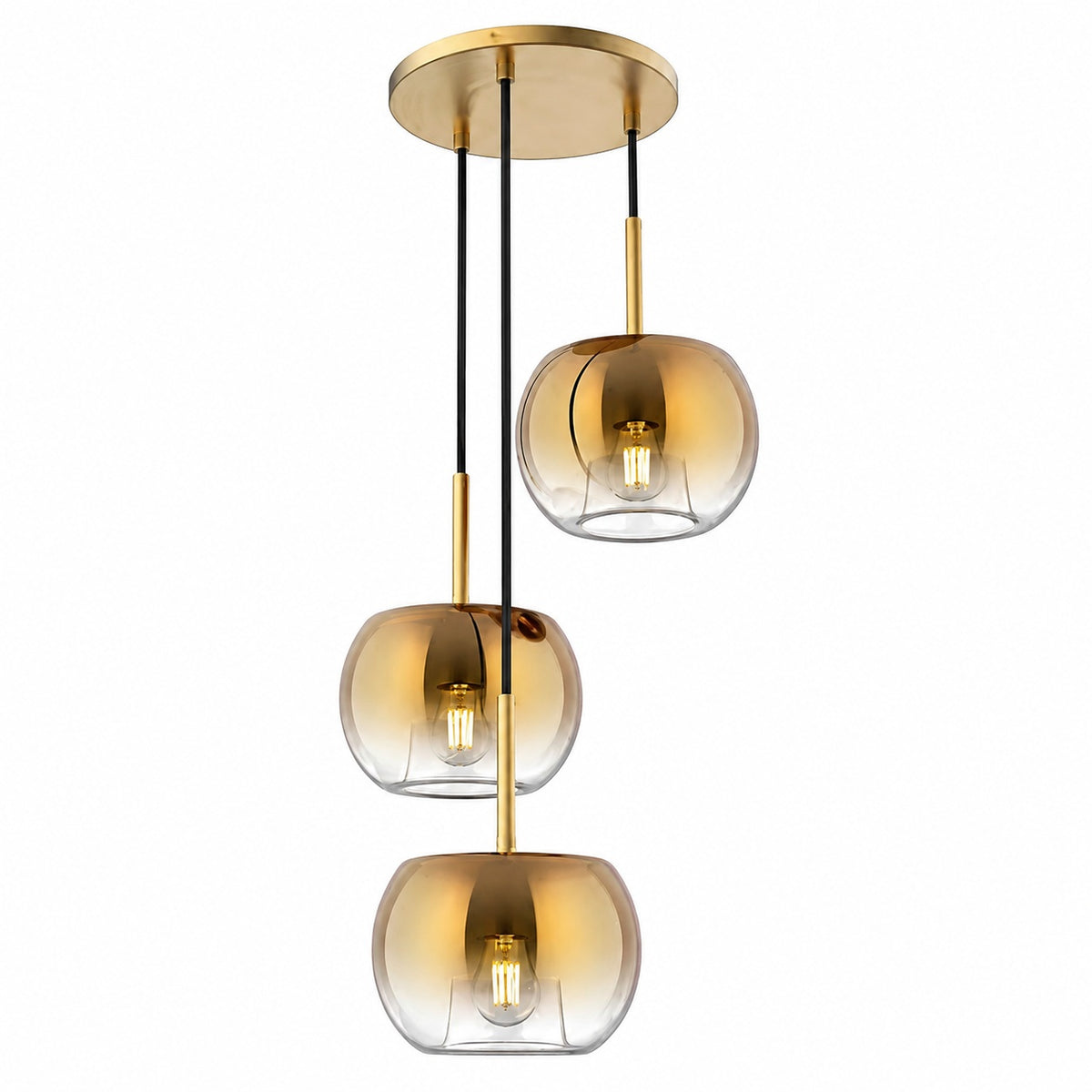 KUZCO Samar 14 in 3 Light 60 Watt Brushed Gold Copper Chandelier CH57514 BG CP