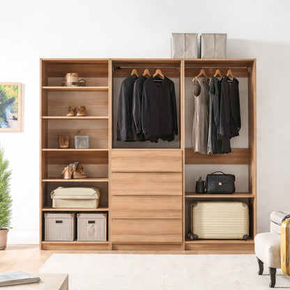 Klair Living Prosper 96 in W Oak Tower System Freestanding Shelf Walk in Wood Closet System Prosper EDB Oak