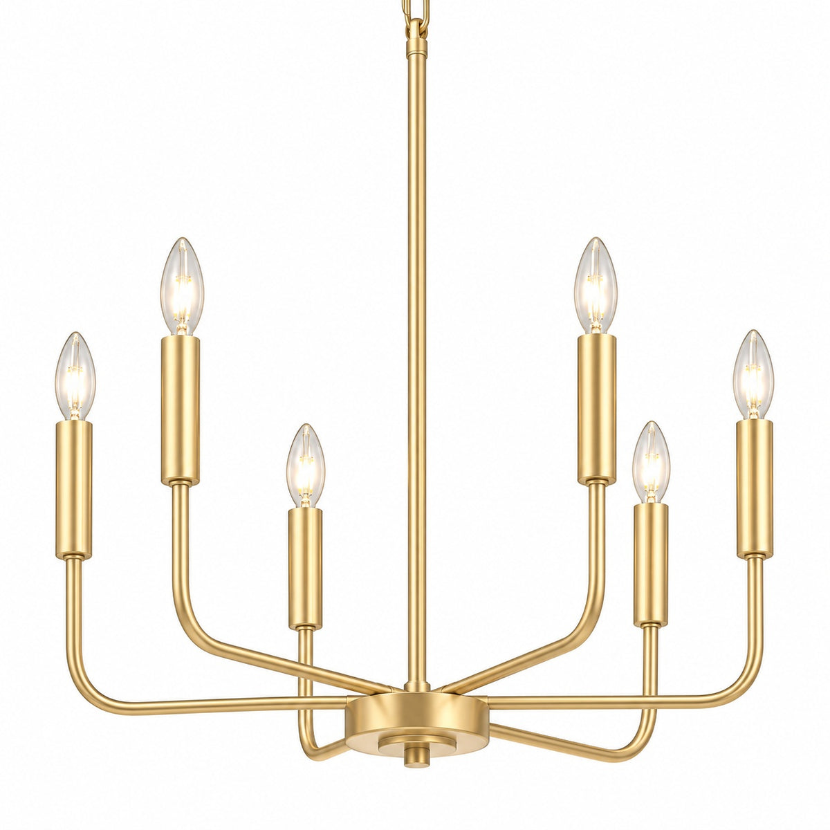 LNC Modern Farmhouse 6 Light Gold Chandelier Classic Candlestick Island Light for Living Room and Kitchen Island LNRIEVM260219C