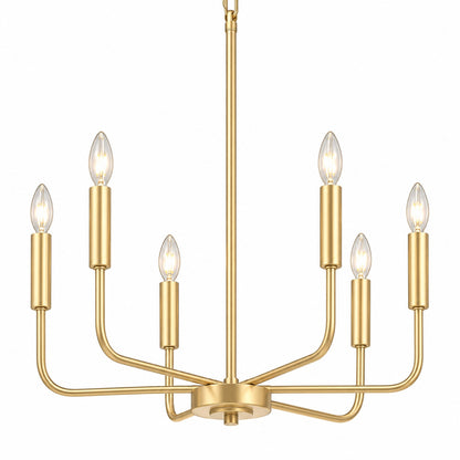 LNC Modern Farmhouse 6 Light Gold Chandelier Classic Candlestick Island Light for Living Room and Kitchen Island LNRIEVM260219C
