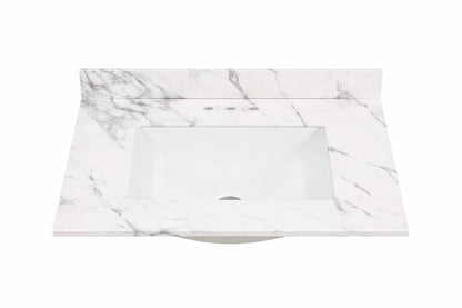 Home Decorators Collection 37 in W x 22 in D Engineered Stone Composite White Rectangular Undermount Single Sink Vanity Top in Toscana