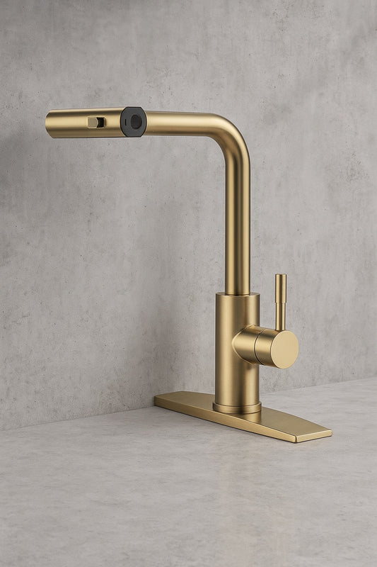 Single Handle Pull Down Sprayer Kitchen Faucet with Advanced Spray, Pull Out Spray Wand in Gold