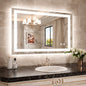 KIOTEE 40 in. W x 32 in. H Rectangular Frameless LED Front Lit, RGB Backlit Anti-Fog Tempered Glass Wall Bathroom Vanity Mirror