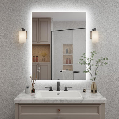 40 in. W x 36 in. H Rectangular Frameless Super Bright Back Lited LED AntiFog Tempered Glass Wall Bathroom Vanity Mirror
