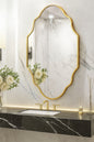 Hochwertiges 24 in W x 36 in H Scalloped Gold Aluminum Alloy Framed Wall Mirror Irregular Decorative Wall Mirror