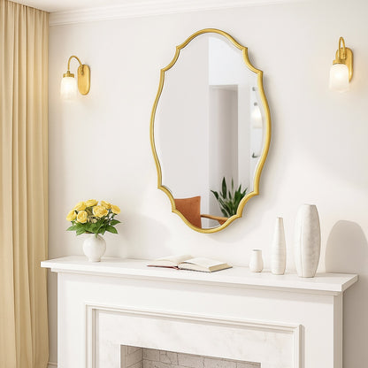 Hochwertiges 24 in W x 36 in H Scalloped Gold Aluminum Alloy Framed Wall Mirror Irregular Decorative Wall Mirror