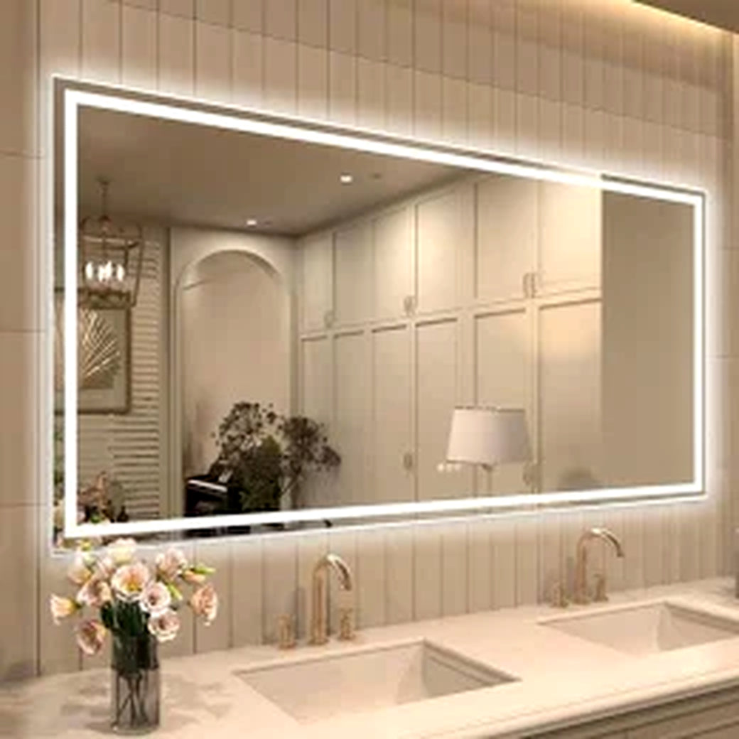 TaiMei Luma Pro 72 in W x 36 in H Rectangular Frameless LED Light Dimmable Anti Fog Wall Bathroom Vanity Mirror