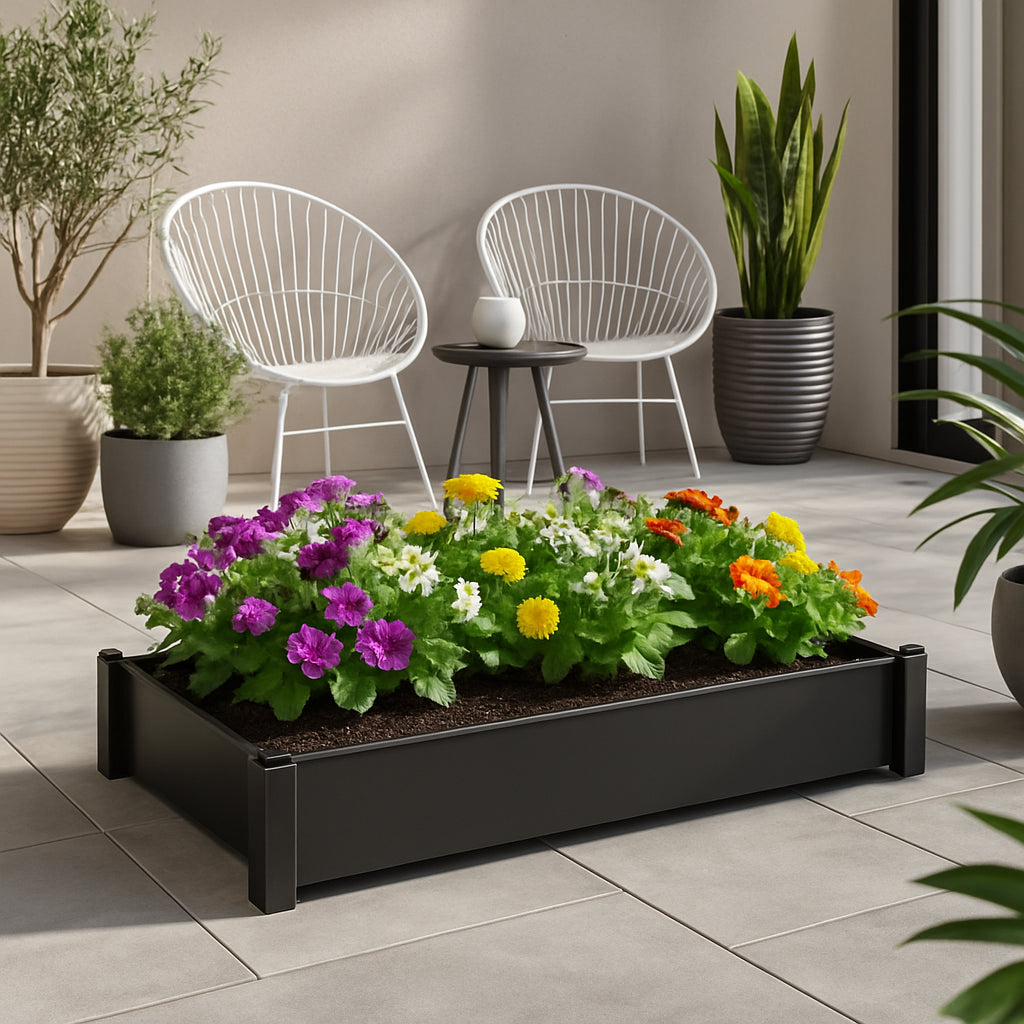 Vigoro 4 sq. ft. X 2 sq. ft. Black Poly Resin EZ Set Stackable Garden Bed