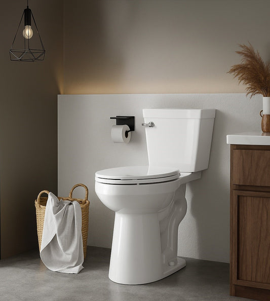 Tall Toilets for Seniors 21 in 2-Piece 1.28 GPF Single Flush Elongated Raised Toilet in White, Soft Close Seat Included
