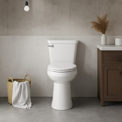 Tall Toilets For Seniors 21 In 2 Piece 1 28 Gpf Single Flush Elongated Raised Toilet In White Soft Close Seat Included