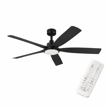 Hampton Bay Amaia 56 in Indoor Outdoor Coastal Grade DC Motor Matte Black Ceiling Fan with Adjustable White LED and Remote Included