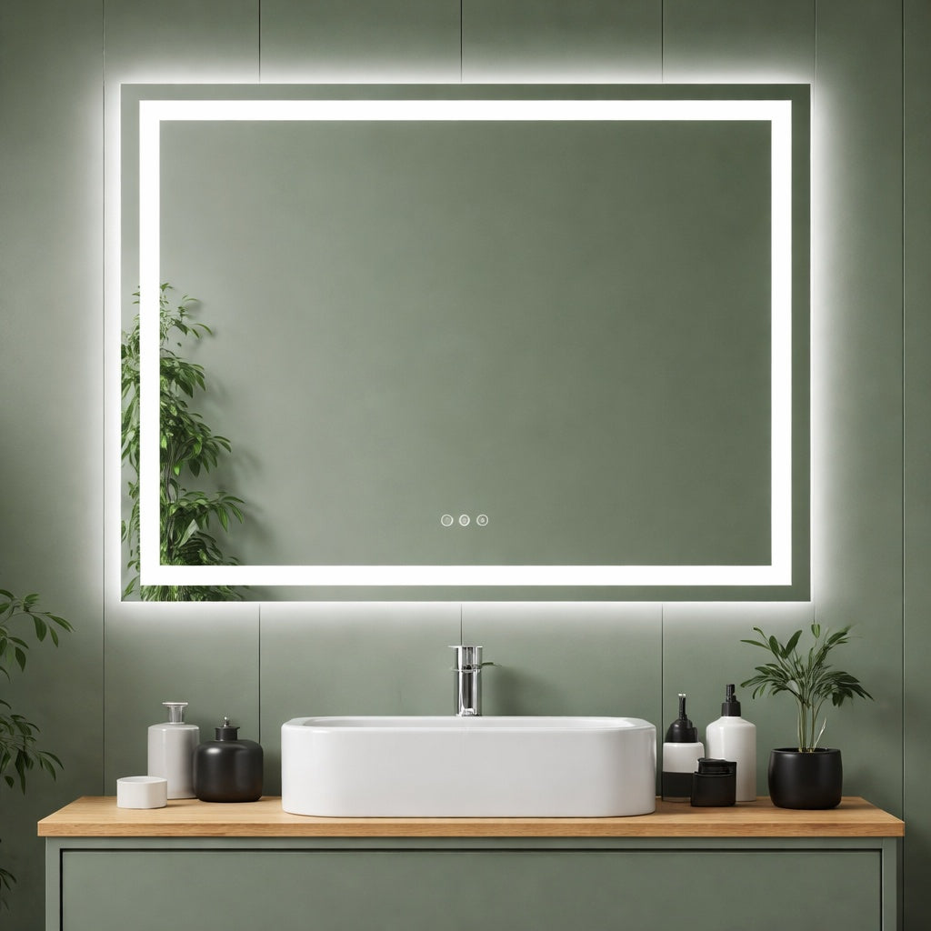 Glacier Bay 48 In W X 36 In H Rectangular Frameless Anti Fog Led Light Wall Bathroom Vanity Mirror