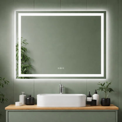 Glacier Bay 48 in W x 36 in H Rectangular Frameless Anti Fog LED Light Wall Bathroom Vanity Mirror