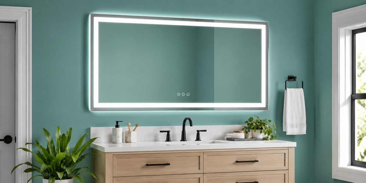 Glacier Bay 60 in W x 36 in H Rectangular Frameless Anti Fog LED Light Wall Bathroom Vanity Mirror RS2310051 60x36FB