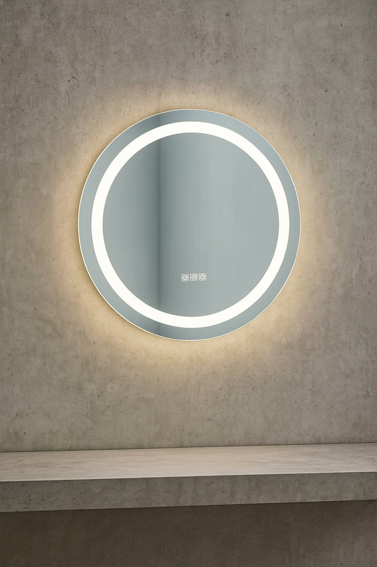24 in. W x 24 in. H Round Frameless Anti-Fog LED Light Wall Bathroom Vanity Mirror