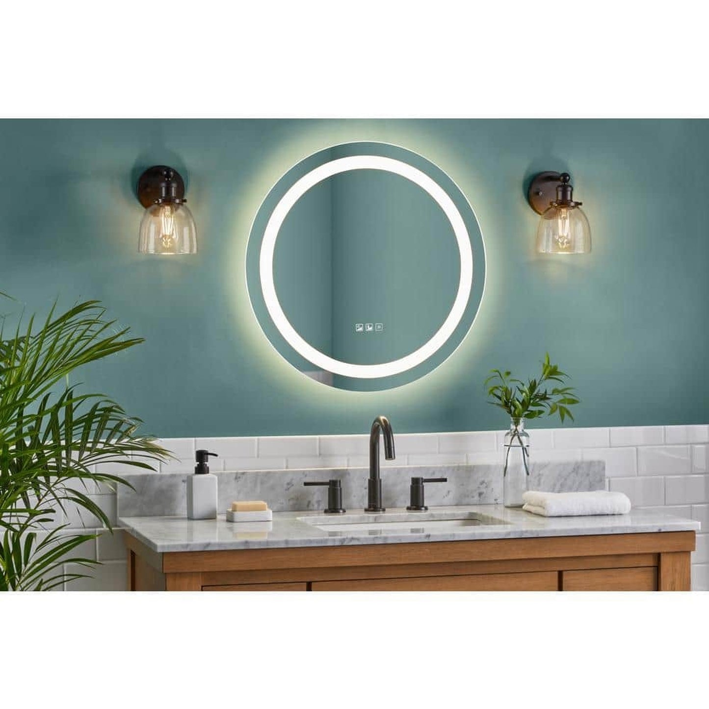 24 in. W x 24 in. H Round Frameless Anti-Fog LED Light Wall Bathroom Vanity Mirror