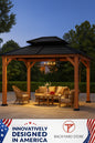 Inmitom 13 Ft X 11 Ft Cedar Wood Frame Gazebo With Double Galvanized Steel Roof And Mosquito Netting For Outdoor Patio