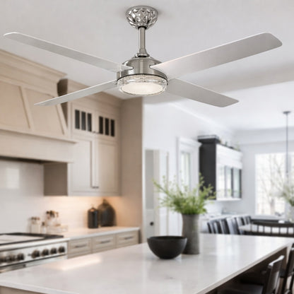 Hampton Bay Mercer II 52 in Indoor Brushed Nickel Standard Ceiling Fan with CCT LED Included with Remote Control Included