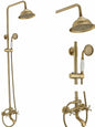 BWE 3 Spray Wall Bar Shower Kit with Rainfall Head Tub Spout and Adjustable Height in Brushed Gold Valve Include