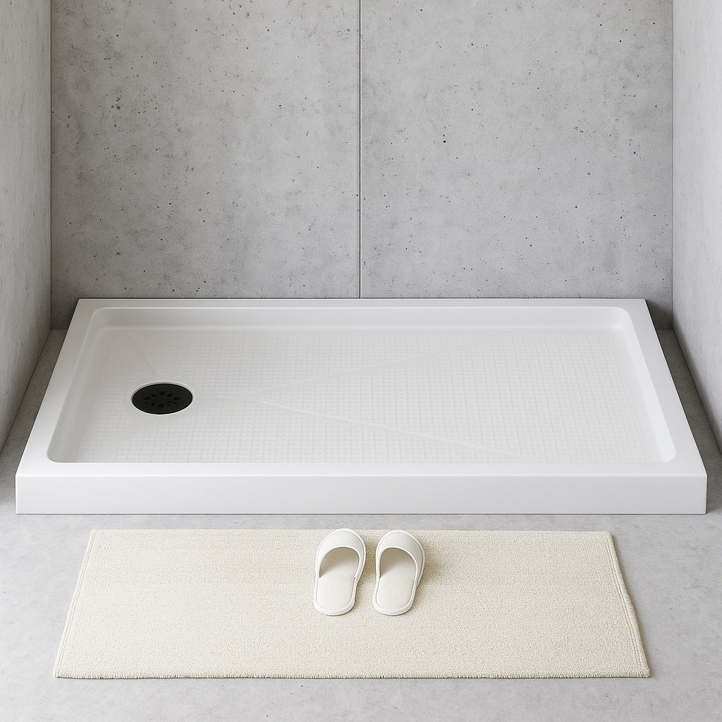 48 in. L x 32 in. W Alcove Shower Pan Base with Left Drain