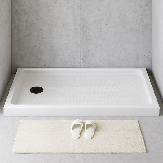 48 in. L x 32 in. W Alcove Shower Pan Base with Left Drain