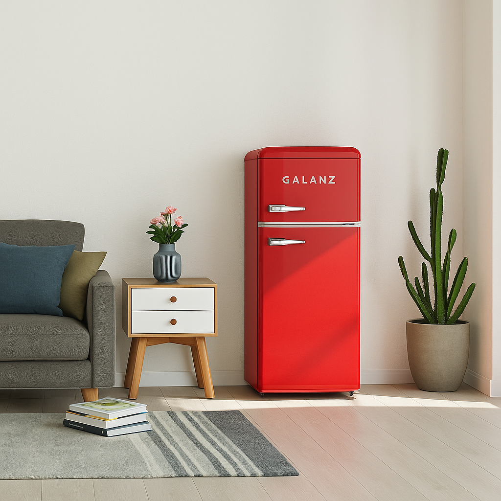 Galanz 22 in. 7.6 cu. ft. Retro Top Freezer Refrigerator, Hot Rod Red, Energy Star