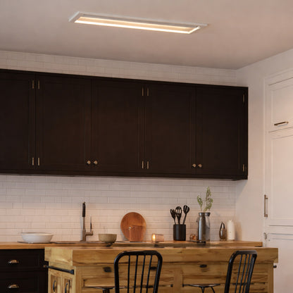 Commercial Electric 48 in x 10 in Low Profile Flat Panel White Dimmable 5CCT Selectable LED with Night Light Flush Mount Ceiling Light