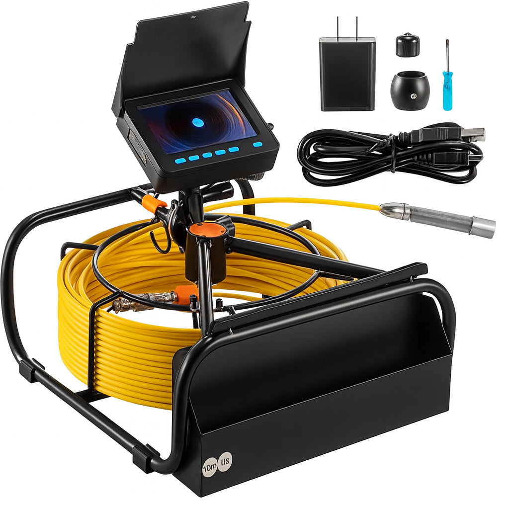 SKYSHALO Pipeline Inspection Camera 4.3 in. Screen Sewer Camera IP68 with DVR Function, 164 ft. Snake for Home Drain Plumbing