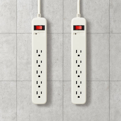 8 ft 6 Outlet Surge Protector with 45 Degree Flat Angle Plug White 2 Pack YLPT 43